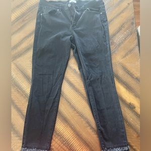 Loft Black Frayed Hem Skinny Jeans